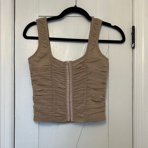 Ruched Tan Sleeveless Top